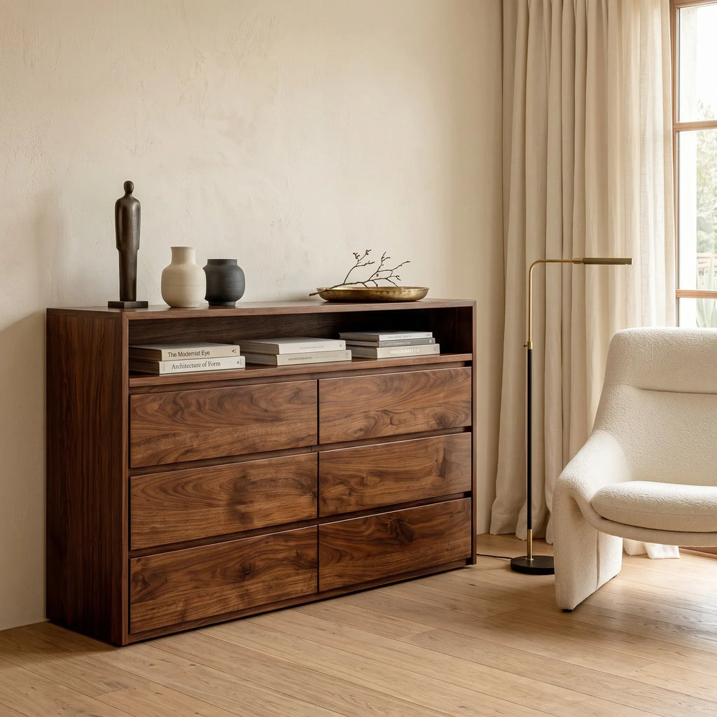 Modern Open Shelf Wooden Dresser For Bedroom