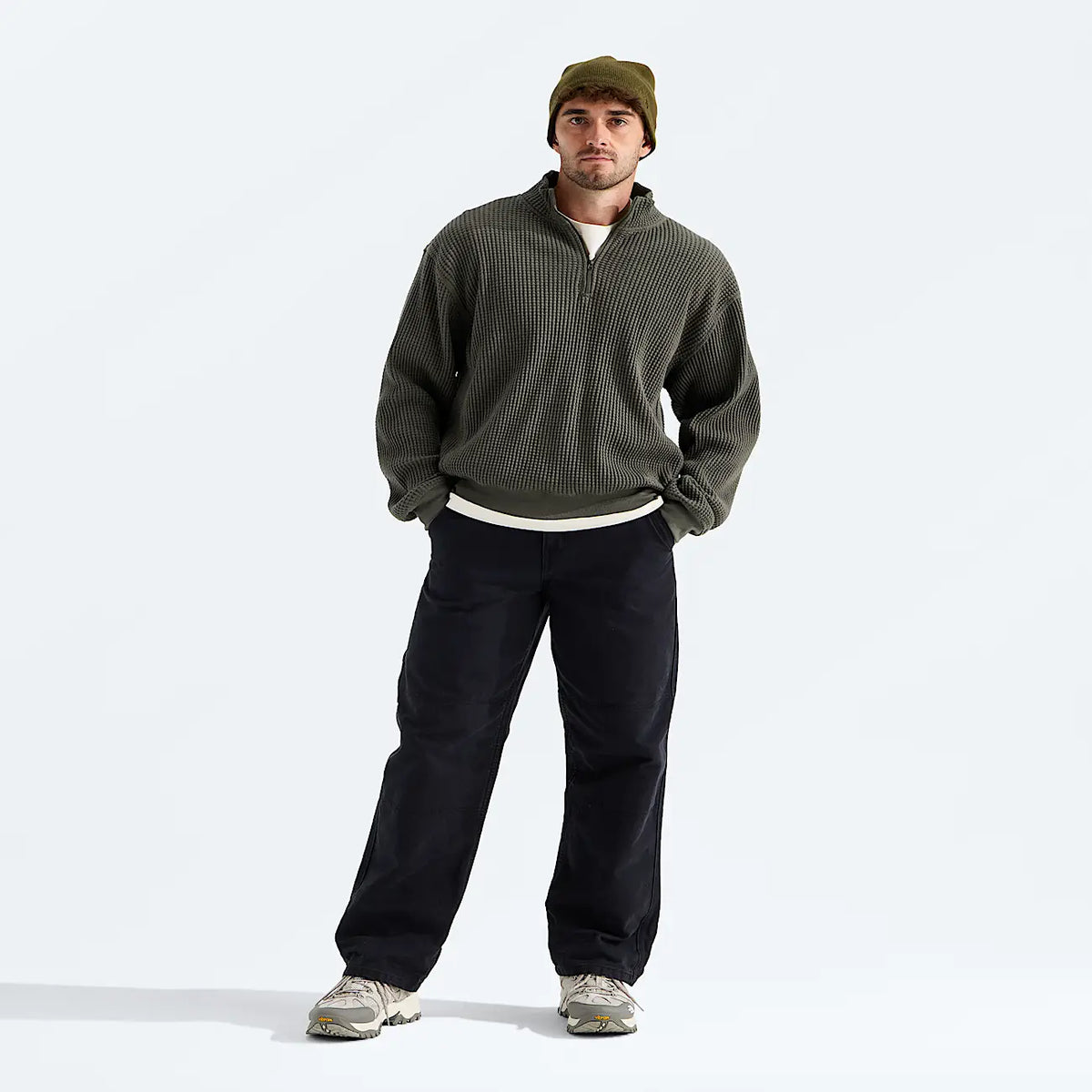 Men's Quarter-Zip Pullover - Taupe Green