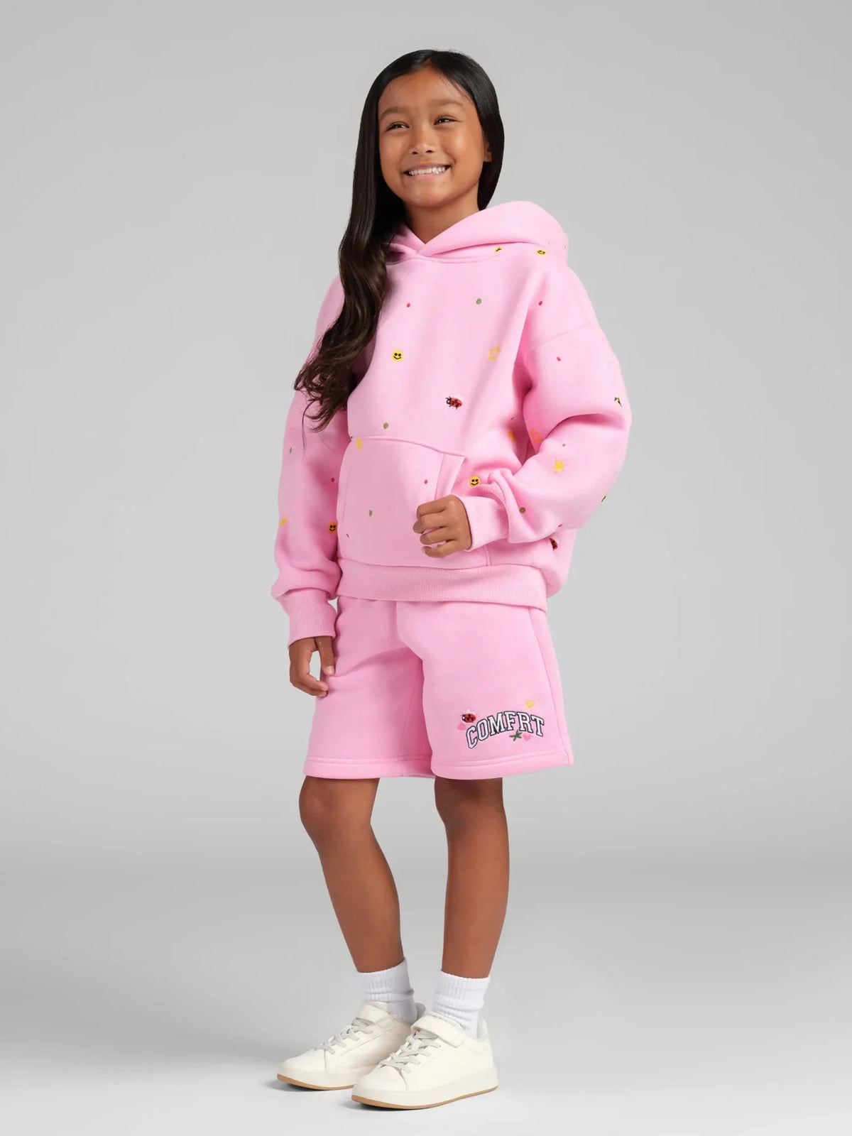 Kids Embroidered Hoodie - Peony