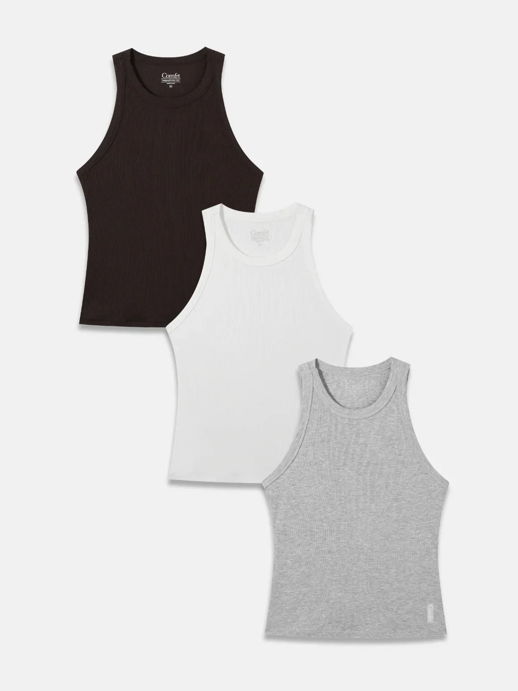 Ribbed High-Neck Tank 3-Pack