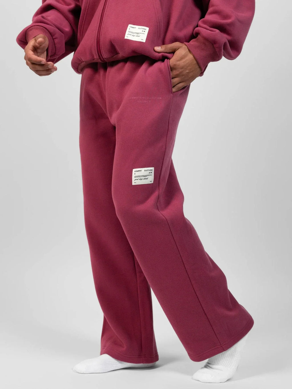 Graphic Straight-Leg Sweatpants - Berry