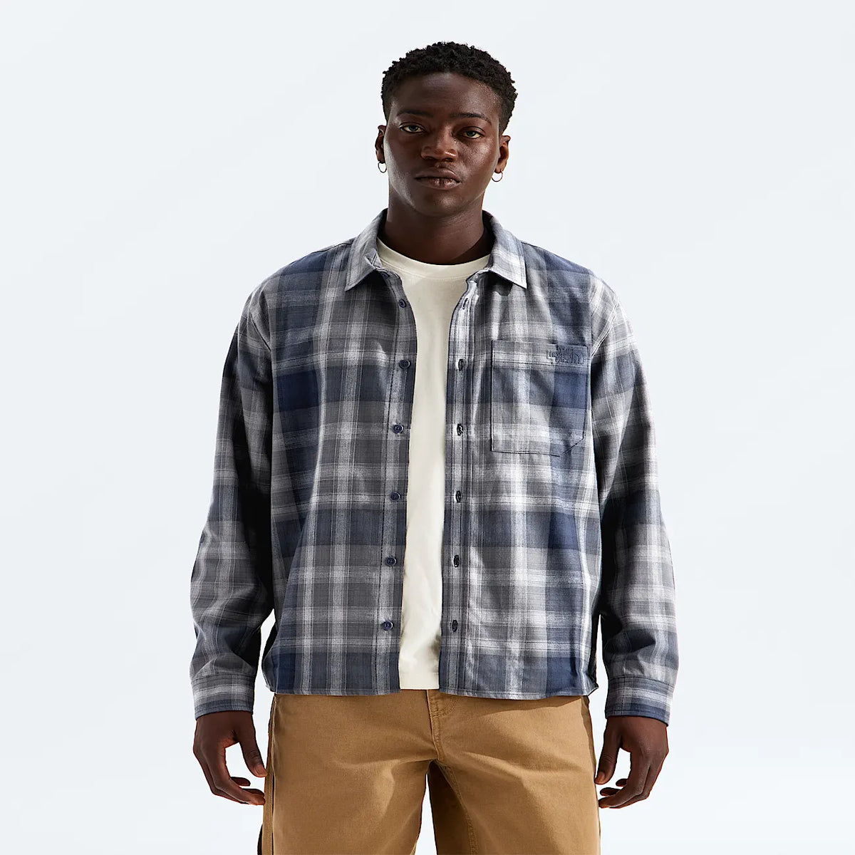 Men's Long-Sleeve Plaid Button-Down - Navy