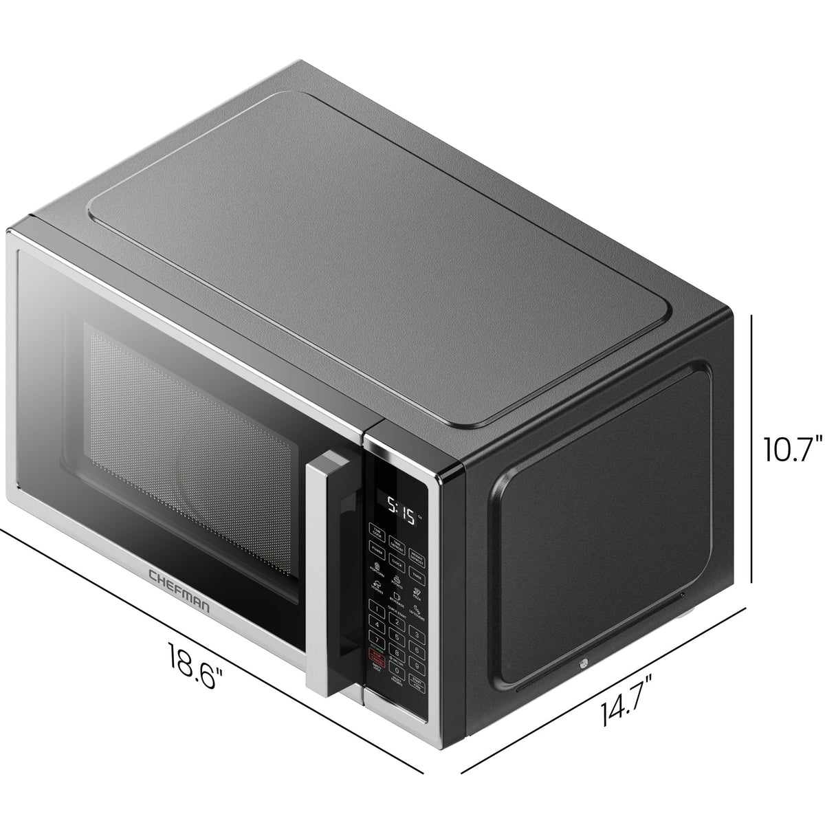 Chefman Countertop Microwave Oven, 0.9 Cu Ft, 900 Watts, Stainless Steel - CRJ55-SS-9