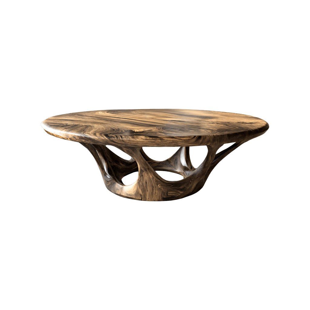 Kavryn Sculpted Solid Wood Round Coffee Table