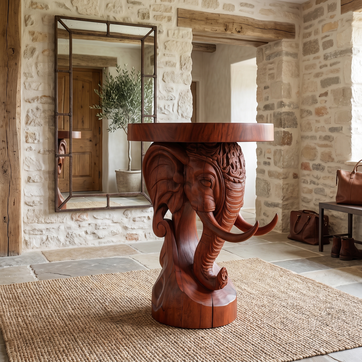 Thalviro Sculpted Solid Wood Pedestal Stand