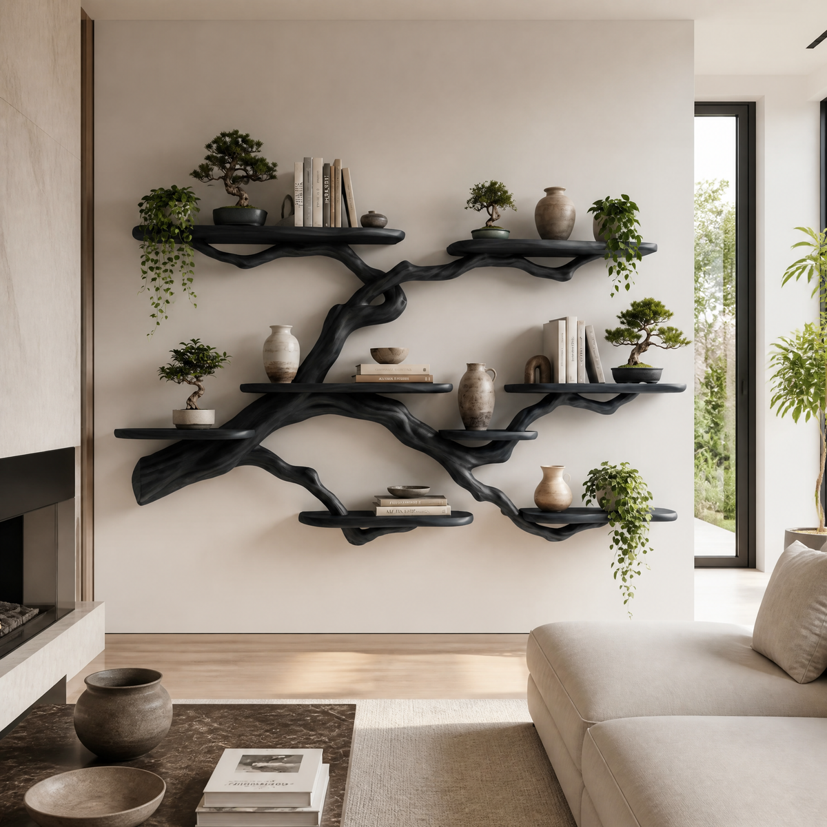 Verdantridge Handcrafted Solid Wood Floating Tree Bookshelf
