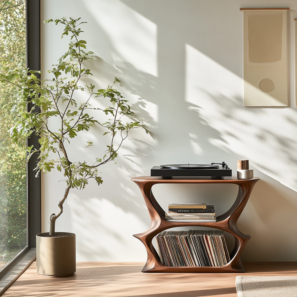 Velnora Handcrafted Solid Wood Record Player Stand SPA208523