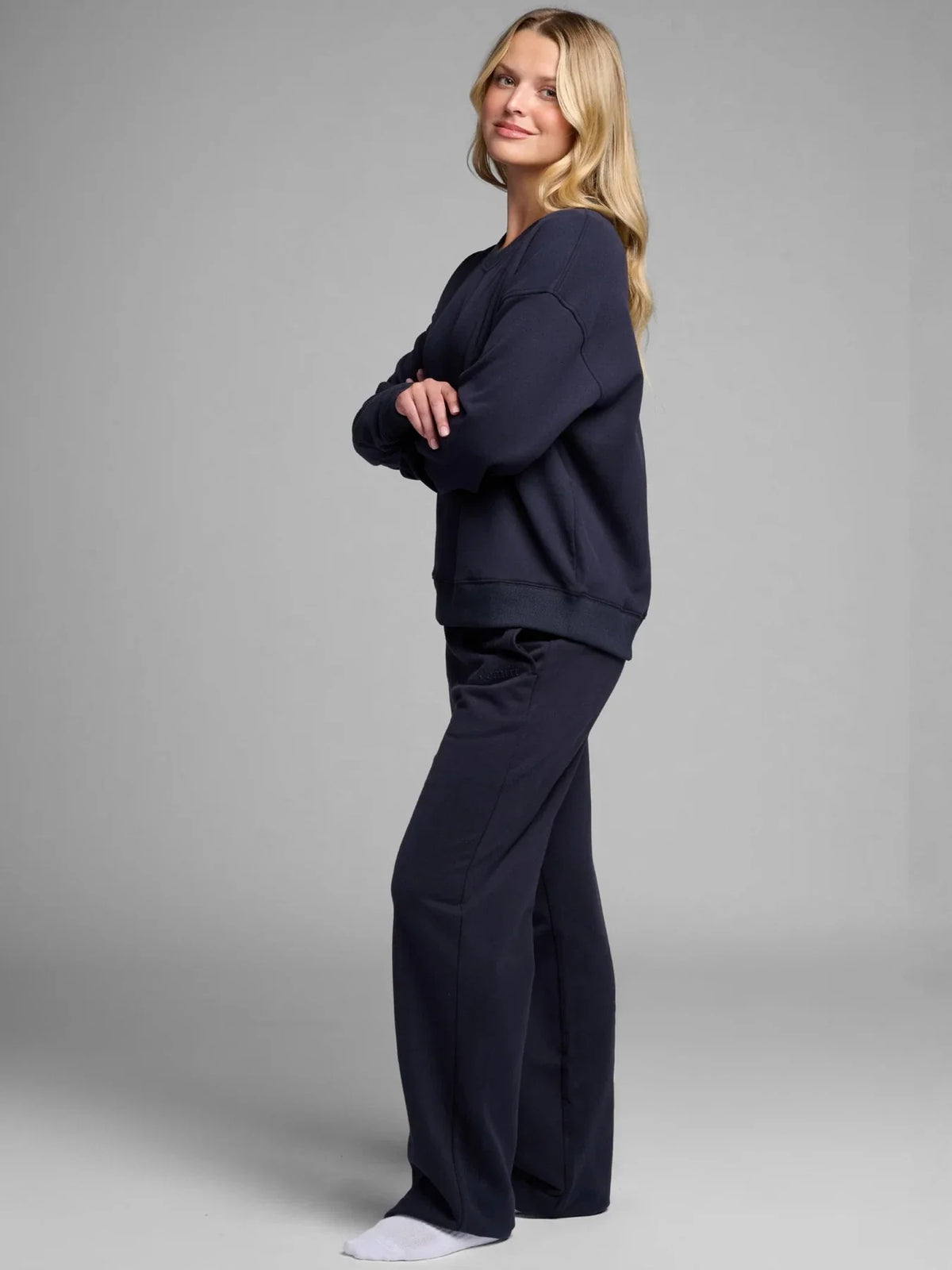 Lightweight Cropped Crewneck - Navy