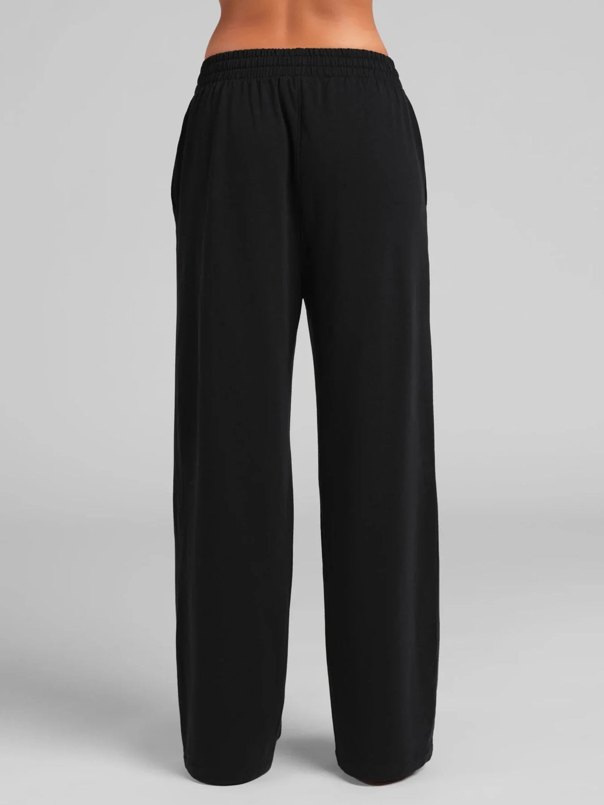 Lightweight Terry Straight Leg Pants - Black
