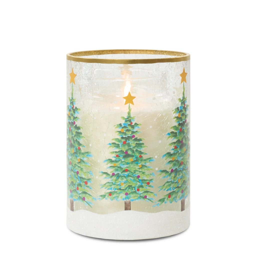 Snowy Trees Jar Candle Holder