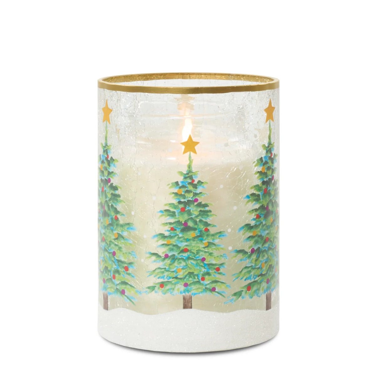 Snowy Trees Jar Candle Holder