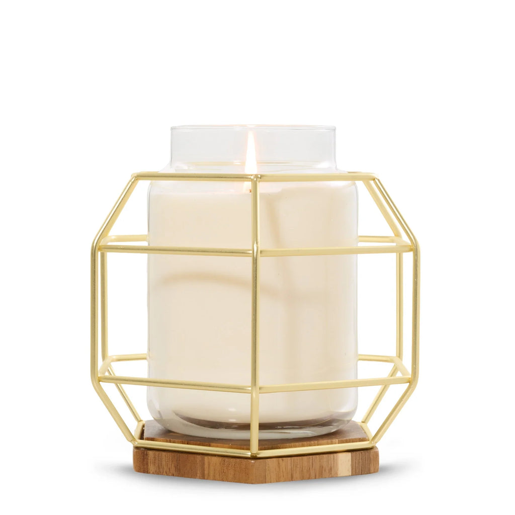 Caged Jar Candle Holder - Gold