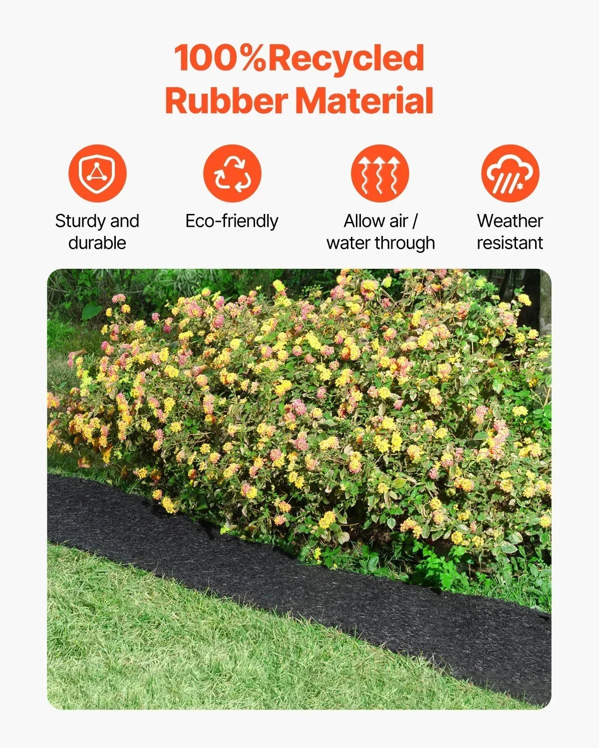 VEVOR Rubber Mulch Mat, 2 Rolls, 96 x 22 inch, Black - HJ6002