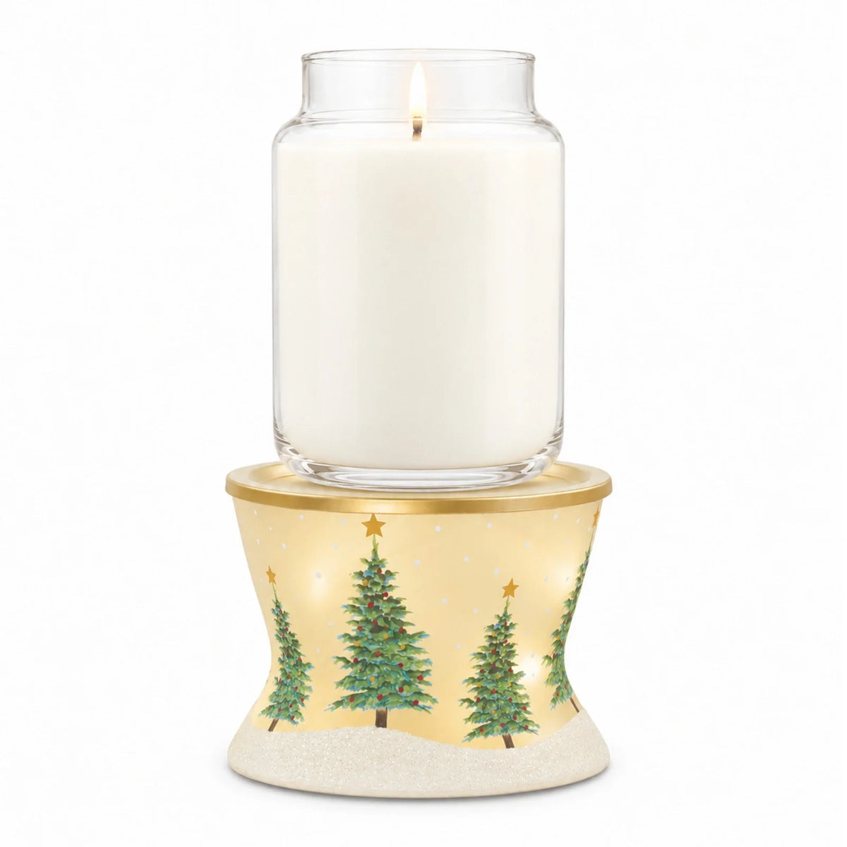 Snowy Tree Candle Pedestal With LED Light