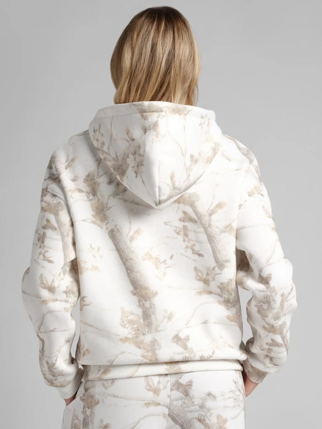 Cropped Camo Zip Hoodie - White