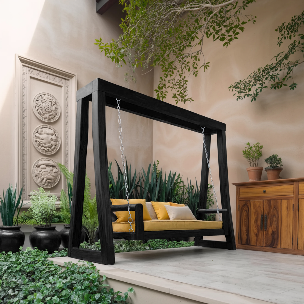 Contemporary Outdoor Swing Bench For Garden Patio Relaxation