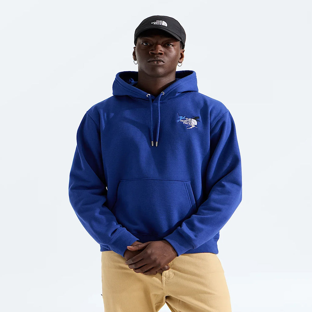 Unisex Embroidered Relaxed-Fit Hoodie - Blue