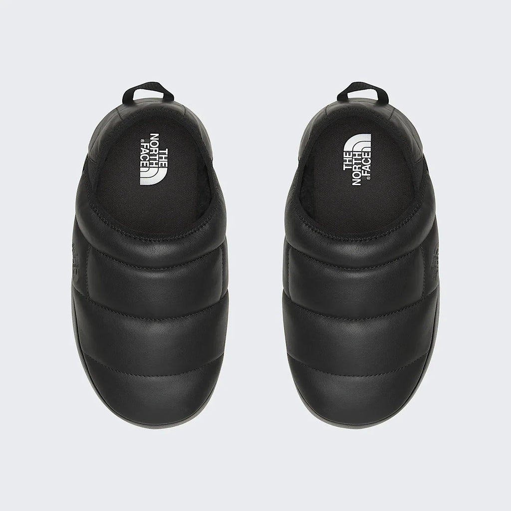 Leather Insulated Mule Slippers - Black