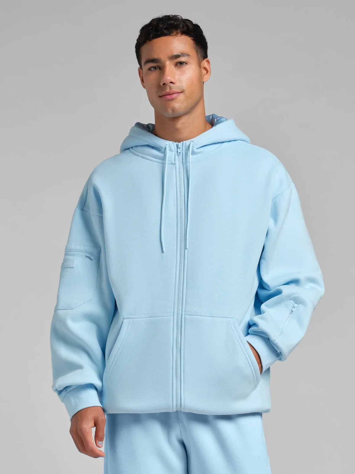 Full-Zip Travel Hoodie - Baby Blue