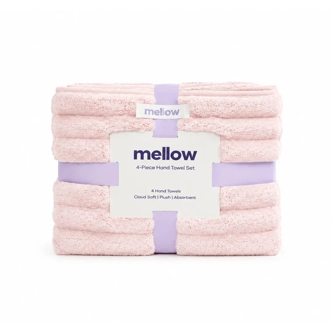 Ribbed Hand Towels, 4-Pack - Pink