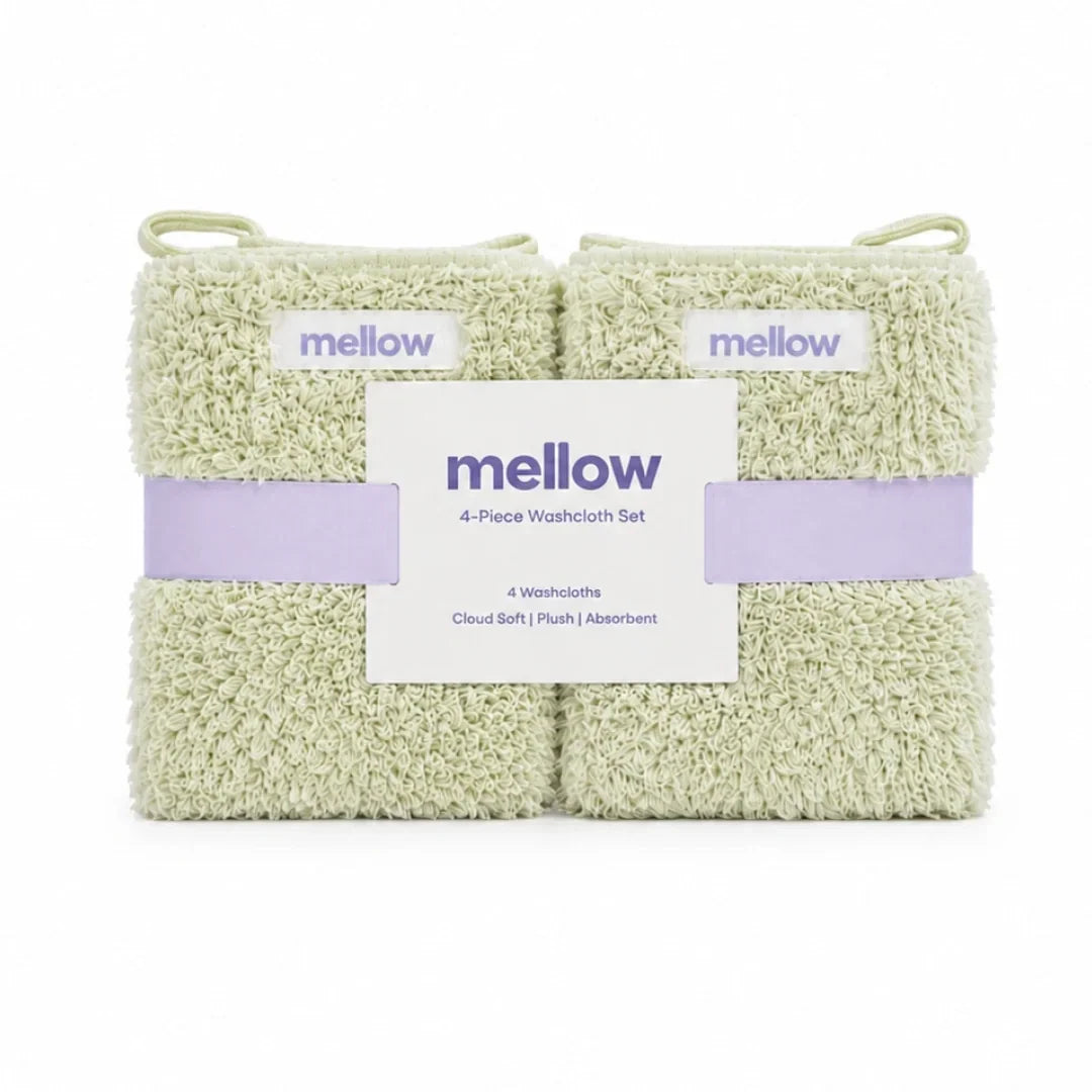 Plush Washcloths, 4-Pack - Sage Green