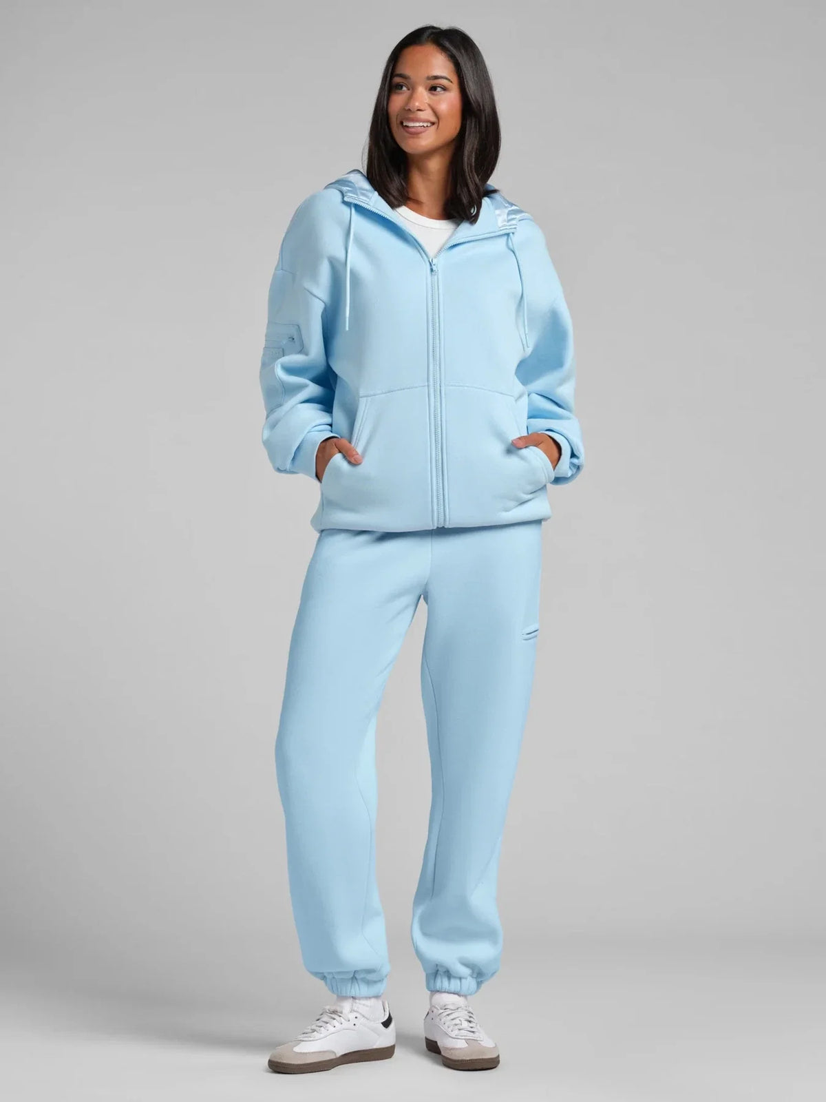 Full-Zip Travel Hoodie - Baby Blue