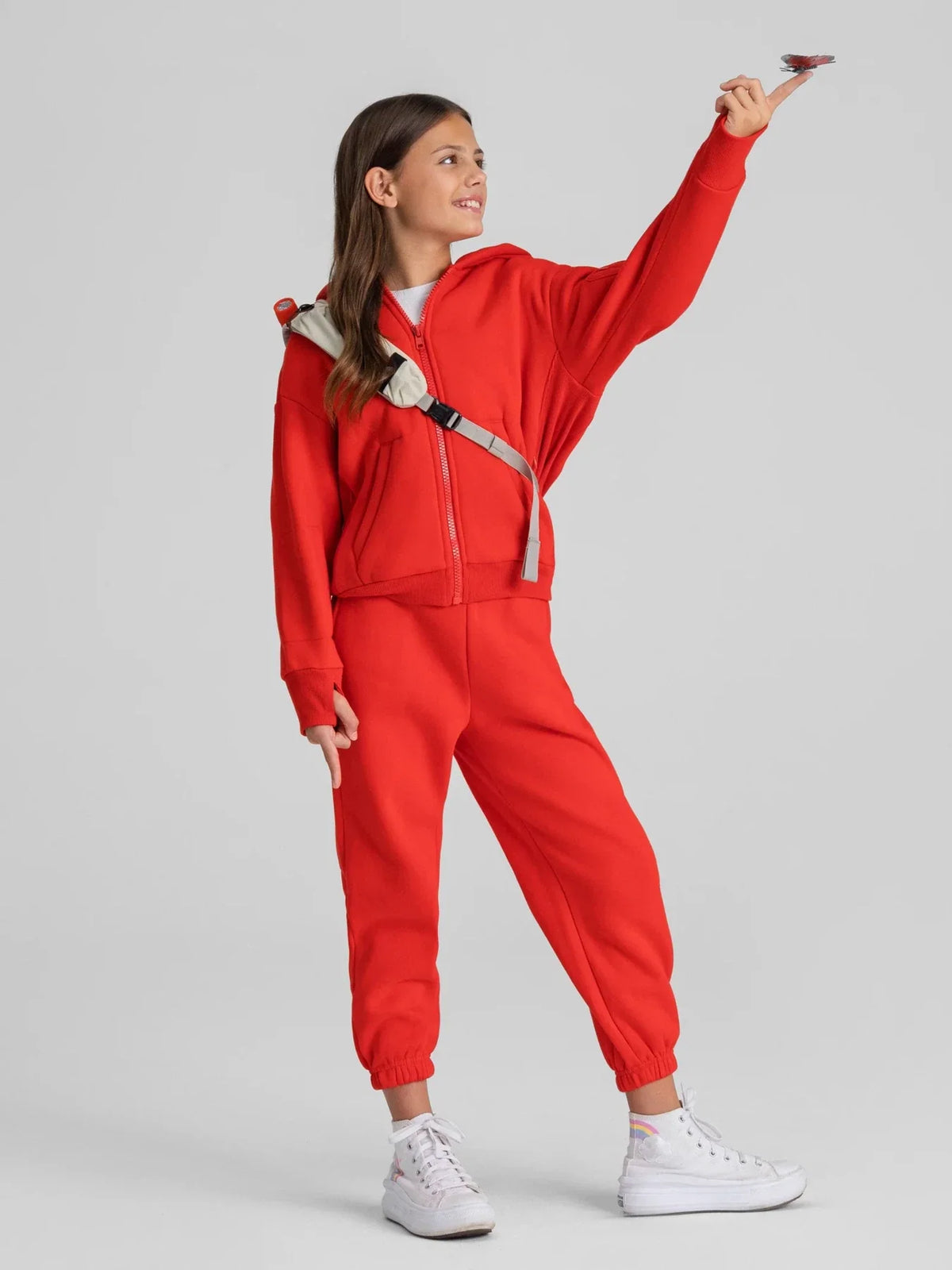 Kids Zip-Front Travel Hoodie - Crimson