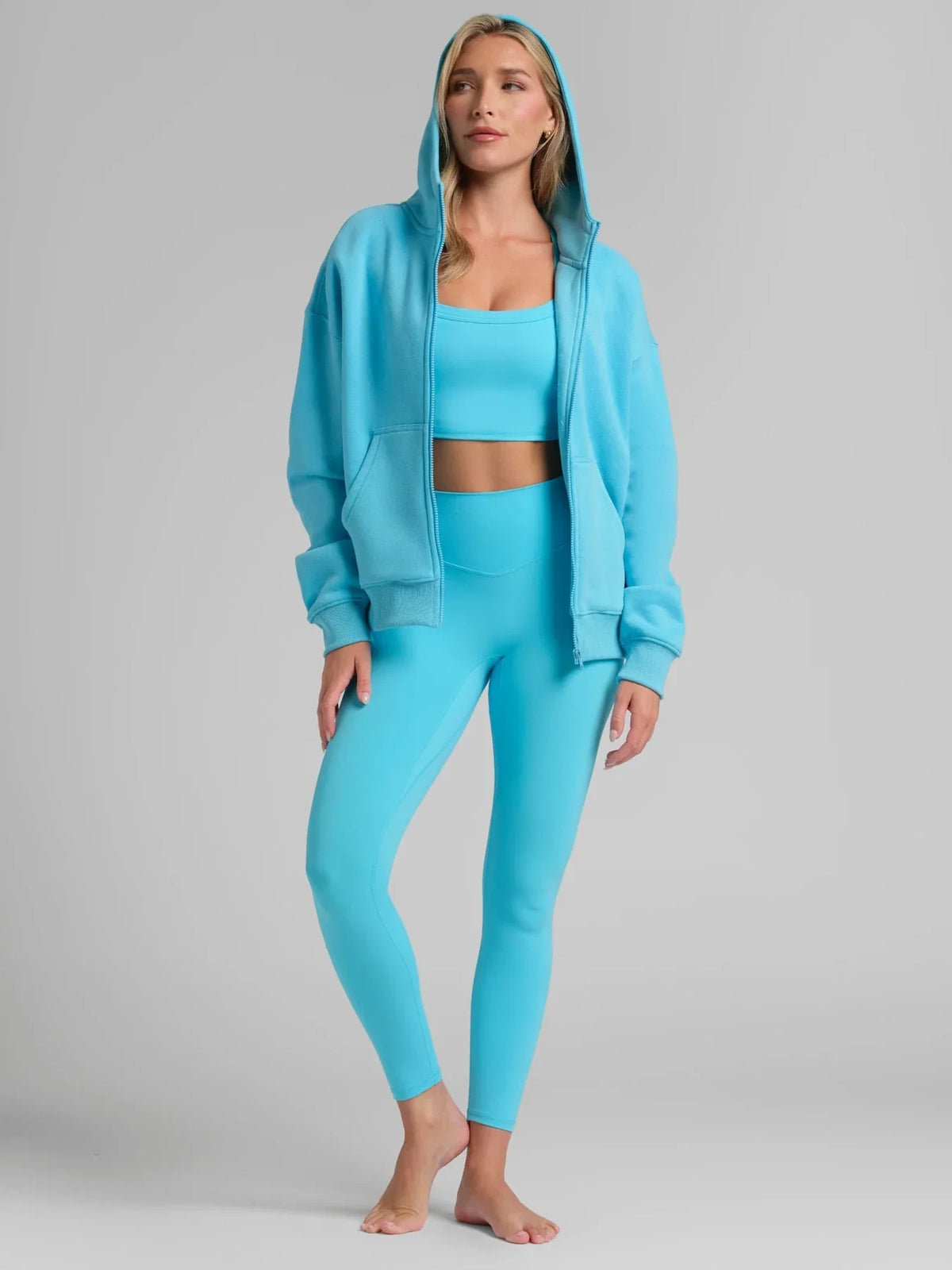 Cropped Zip Hoodie - Blue