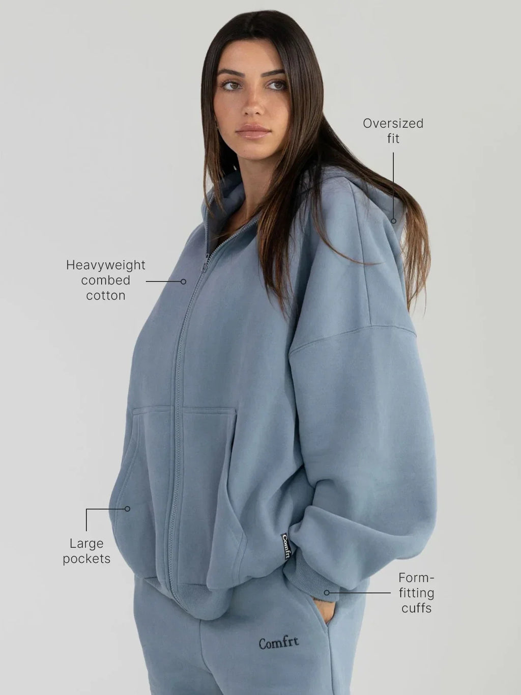 Zip-Up Hoodie - Blue Willow