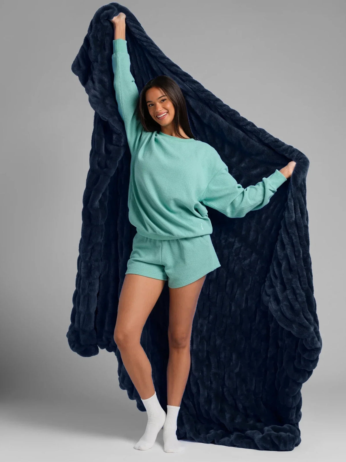 Oversized Plush Blanket - Navy