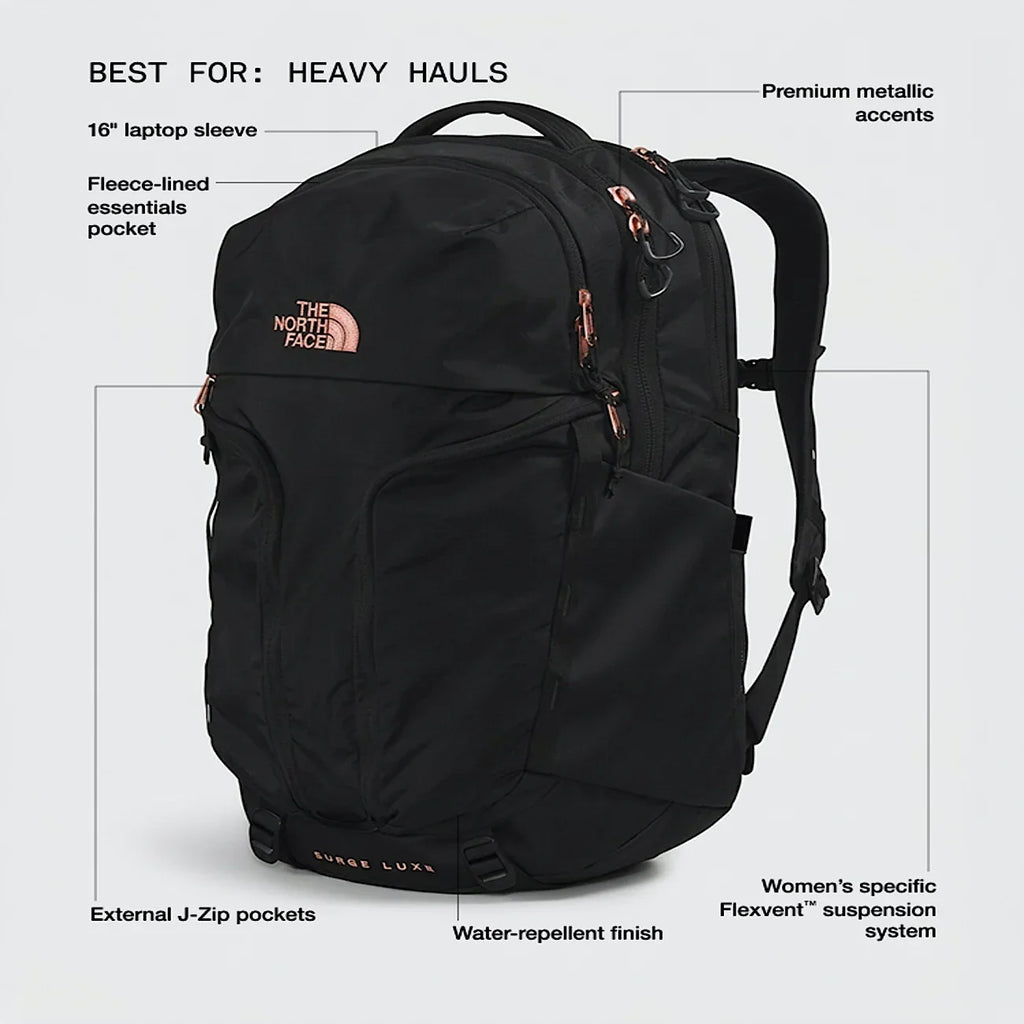 Women's Commuter Backpack - Black/Coral