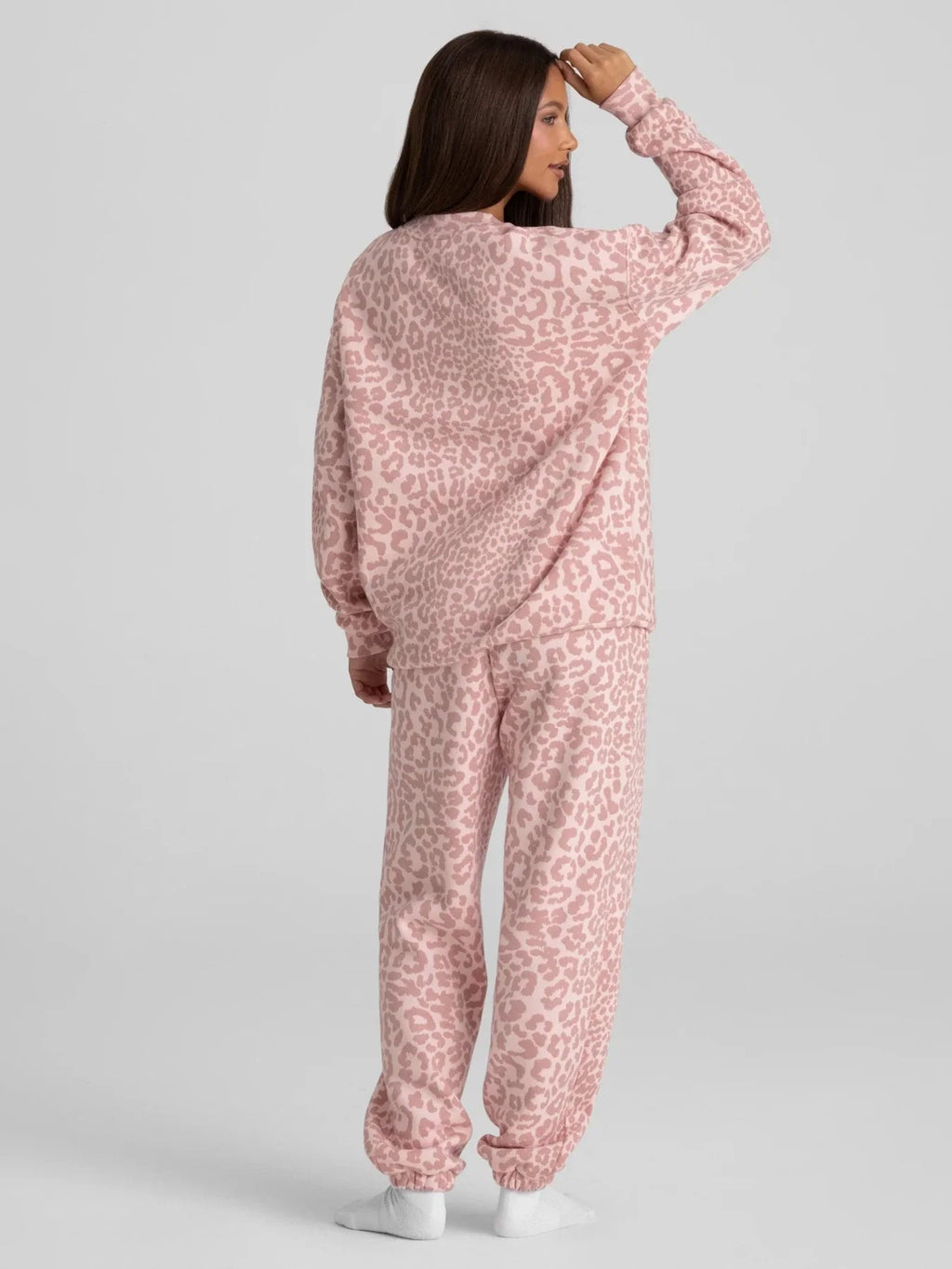 Leopard Print Jogger Sweatpants - Blush