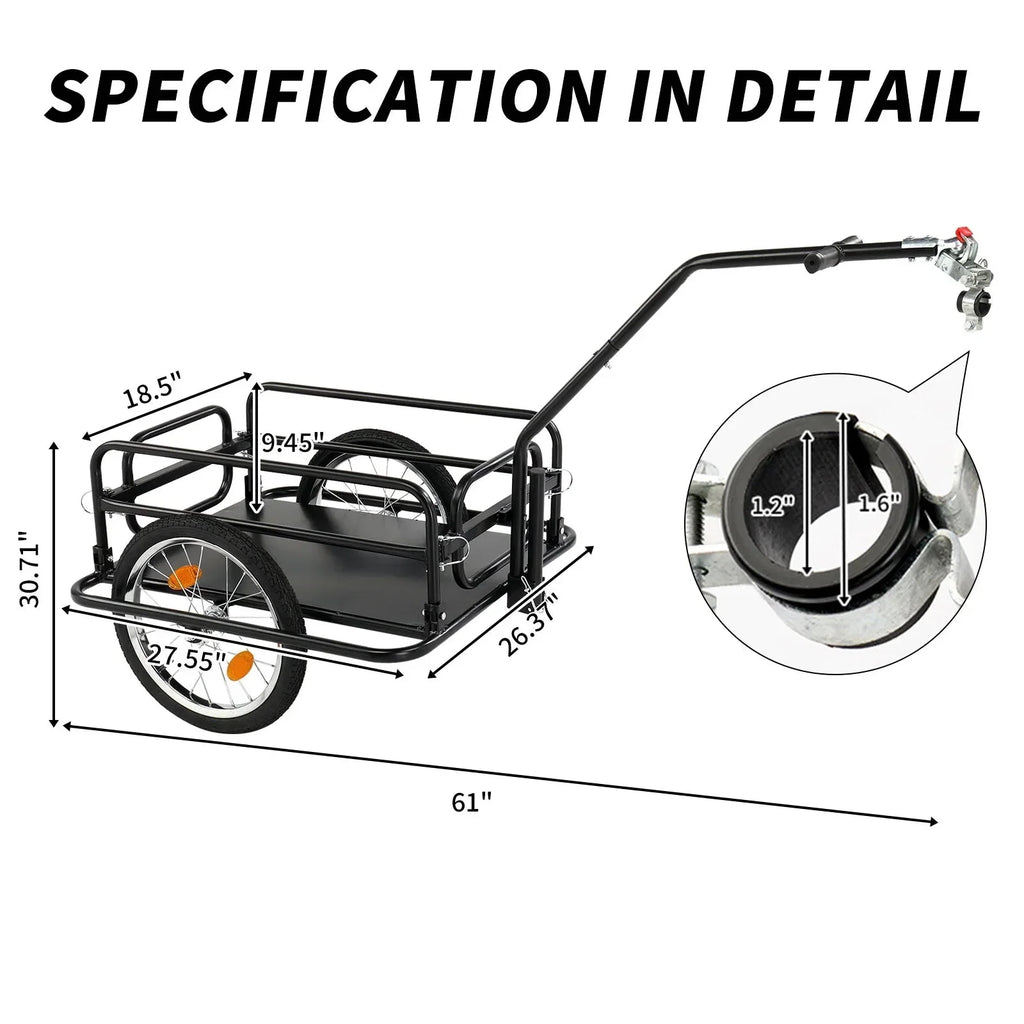 Ktaxon Two-Wheel Bicycle Cargo Trailer, Black, 16 in Inflatable Wheels