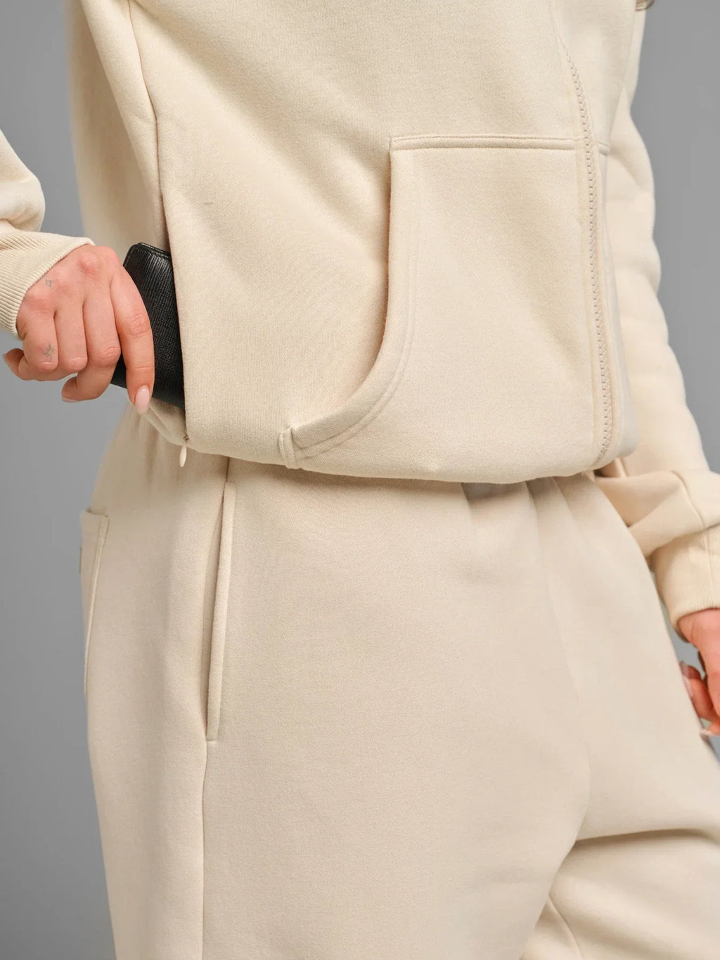 Zip Front Hoodie - Bone