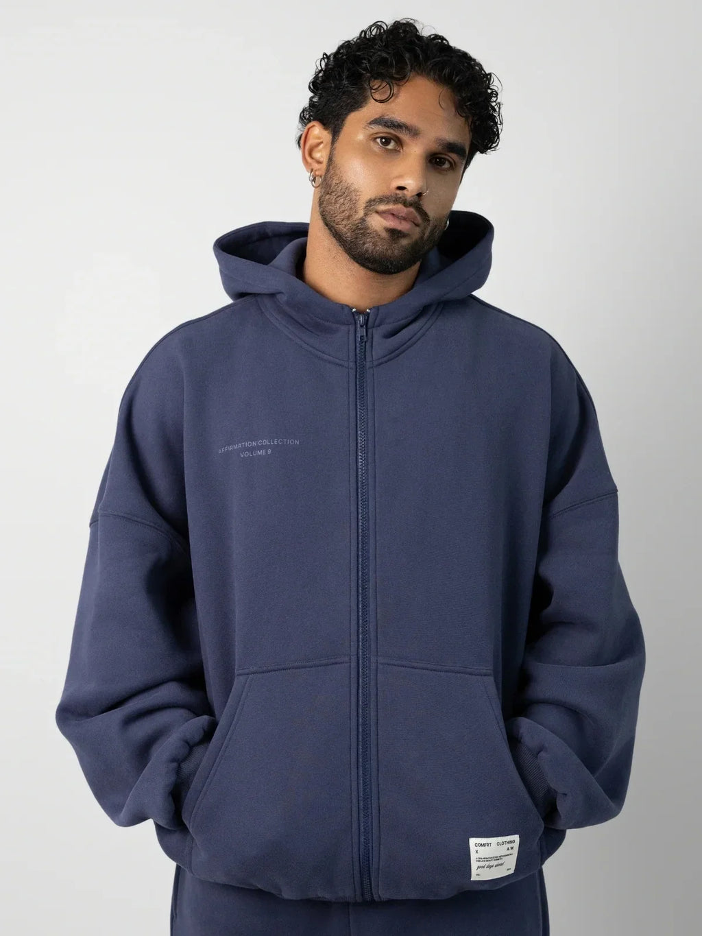 Zip-Front Hoodie - Midnight Blue