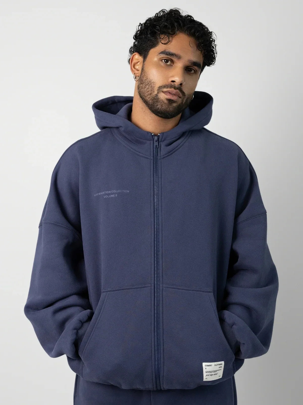 Zip-Front Hoodie - Midnight Blue