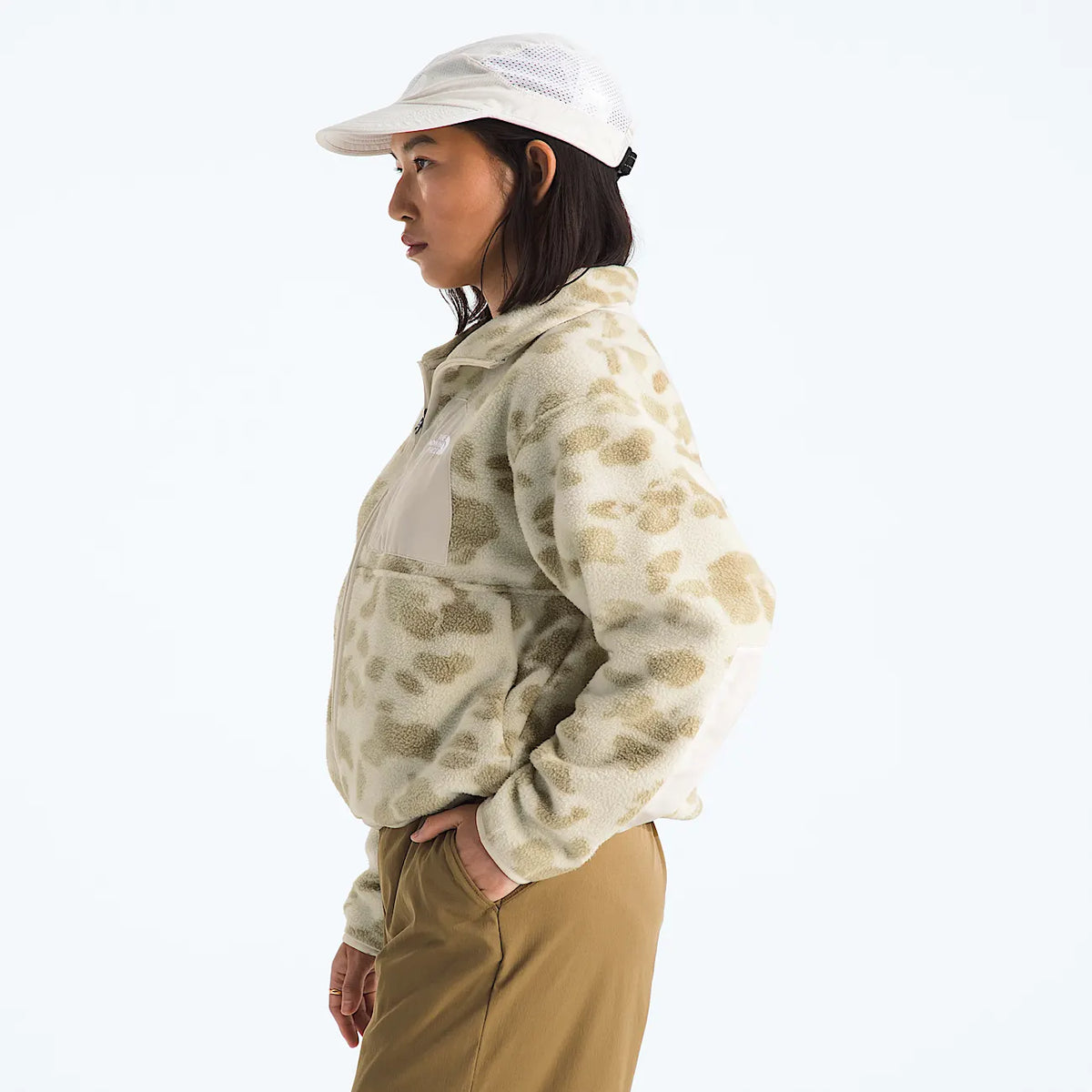 Women's Printed Full-Zip Fleece Jacket - Khaki