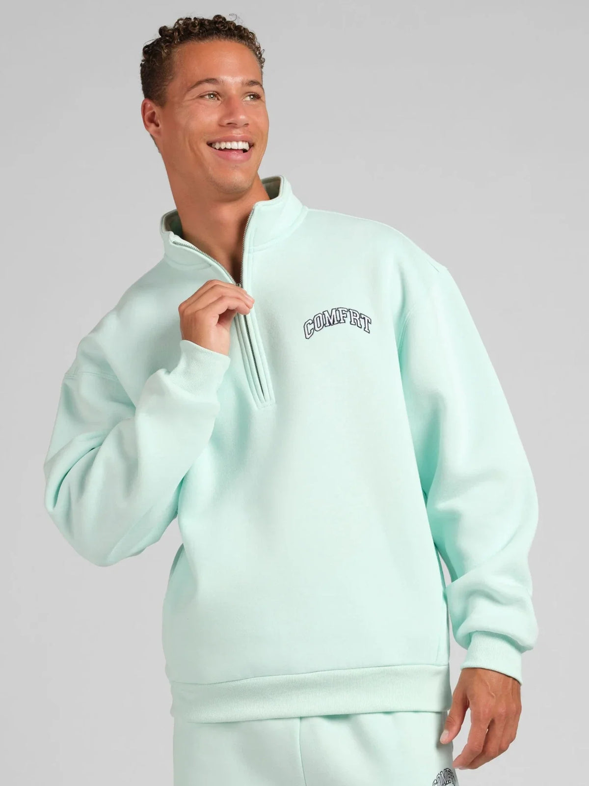 Quarter-Zip Sweatshirt - Aqua
