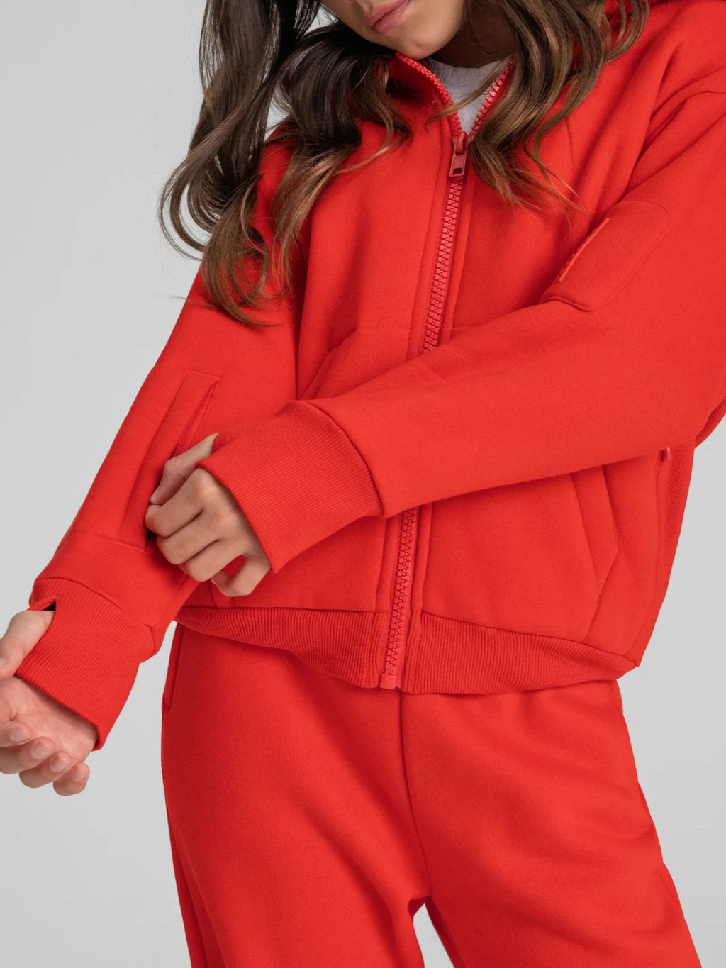 Kids Zip-Front Travel Hoodie - Crimson