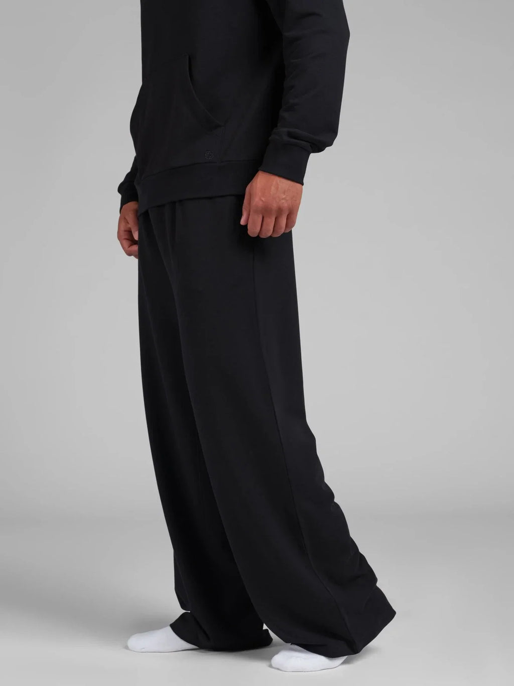 Lightweight Terry Straight Leg Pants - Black