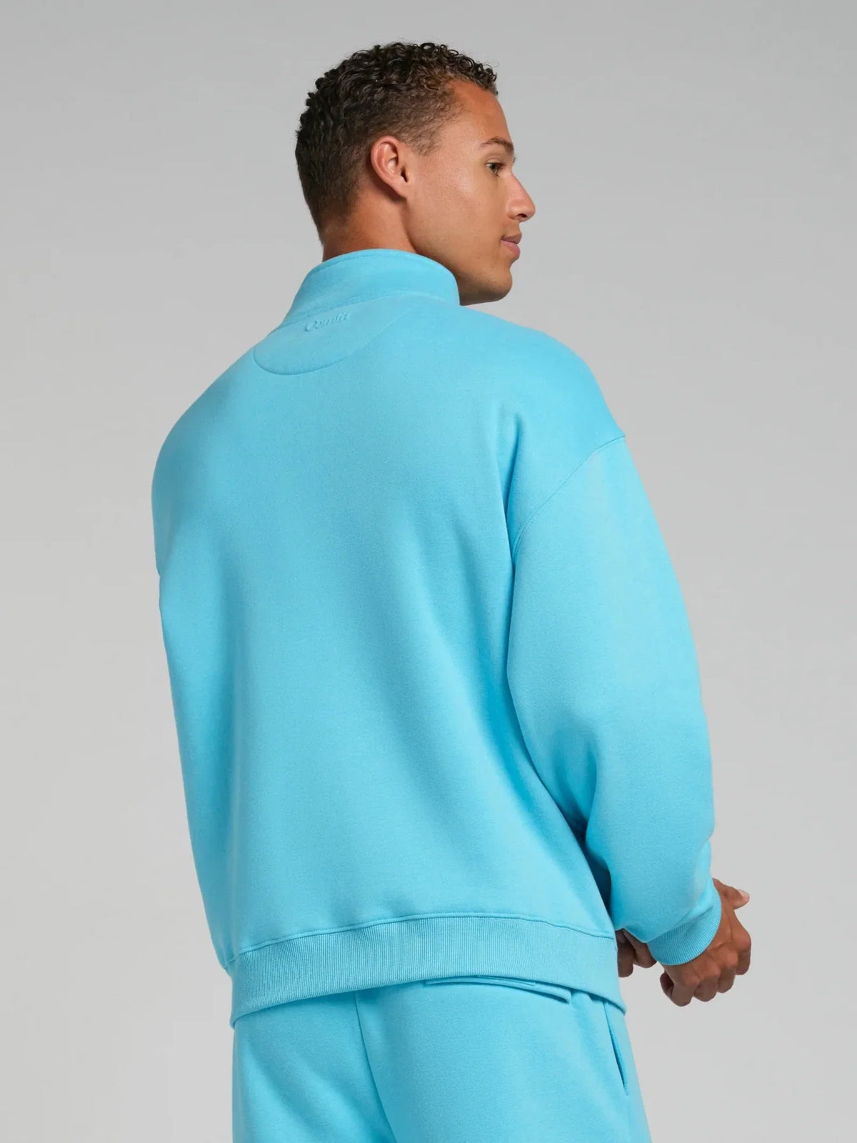 Quarter-Zip Mock Neck Sweatshirt - Blue