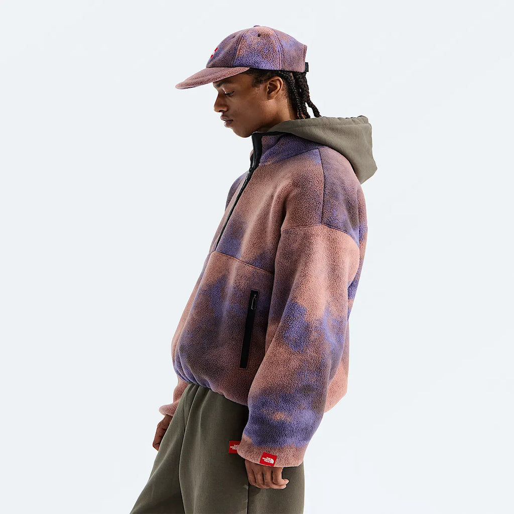 Unisex Printed Half-Zip Fleece Pullover - Plum