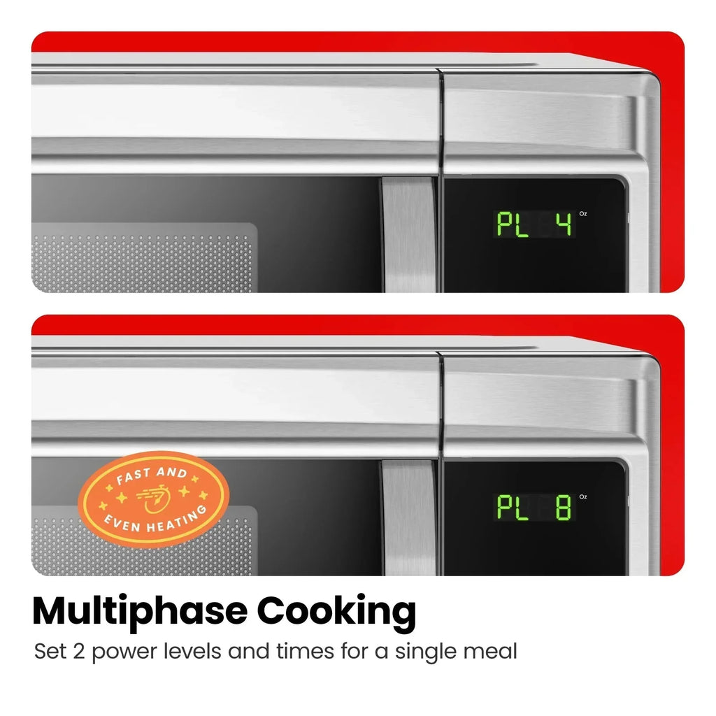 Chefman Countertop Microwave Oven, 0.9 Cu Ft, 900 Watts, Stainless Steel - CRJ55-SS-9
