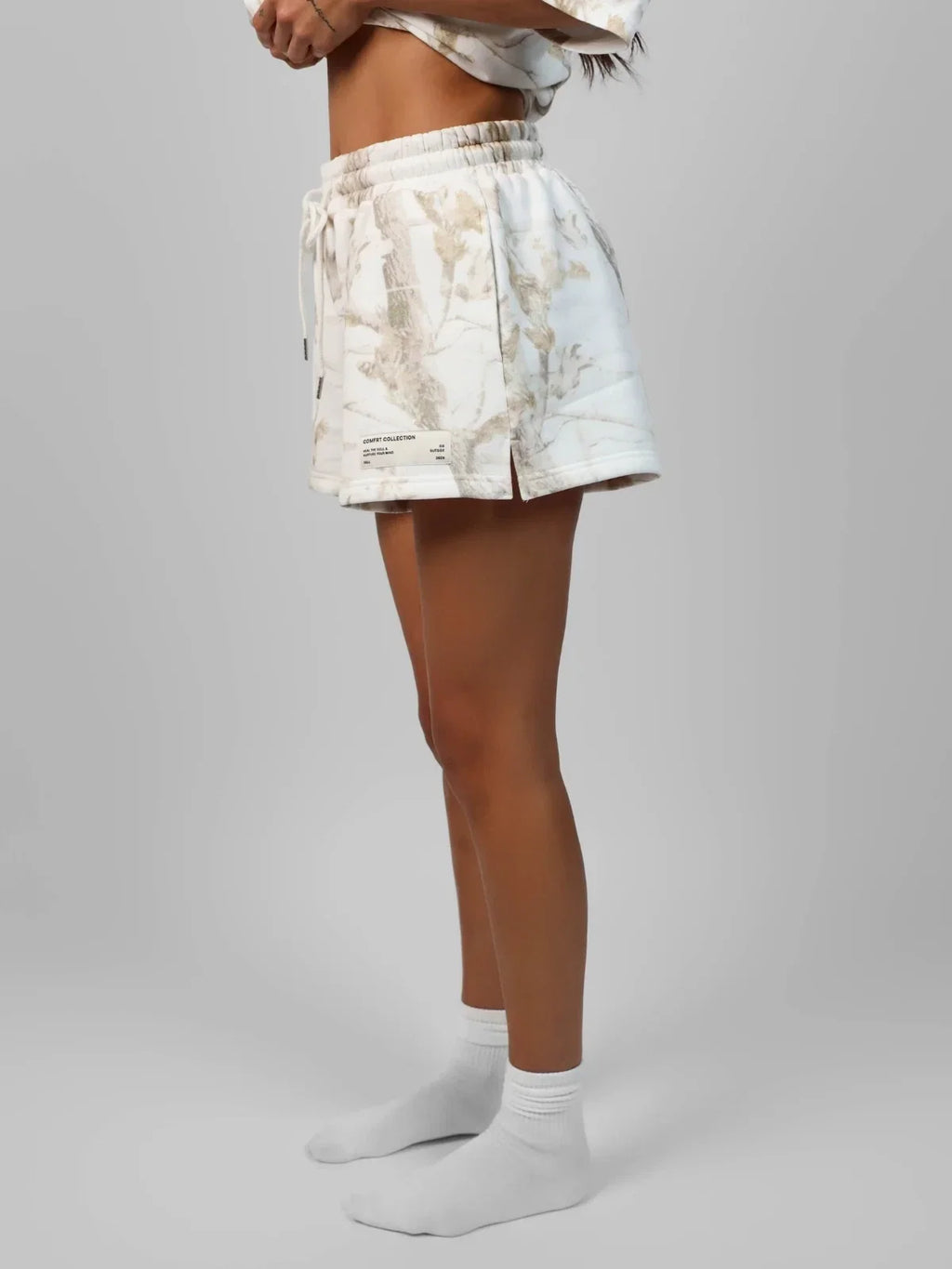 Camouflage Print Lounge Shorts - White Oak