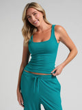 Ribbed Waist-Length Tank Top - Lagoon