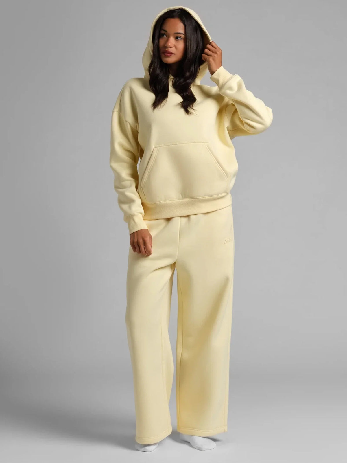 Cropped Pullover Hoodie - Buttercream