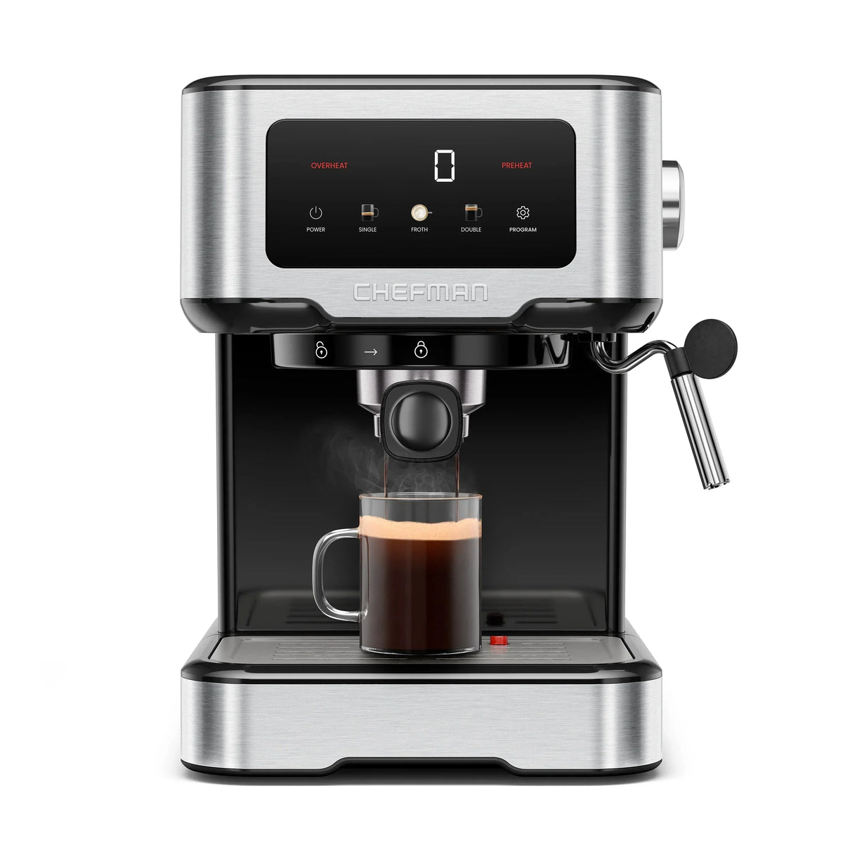 Chefman CraftBrew Espresso Machine With Steam Wand, Touch Controls, Stainless Steel - RJ54-SS-15-D