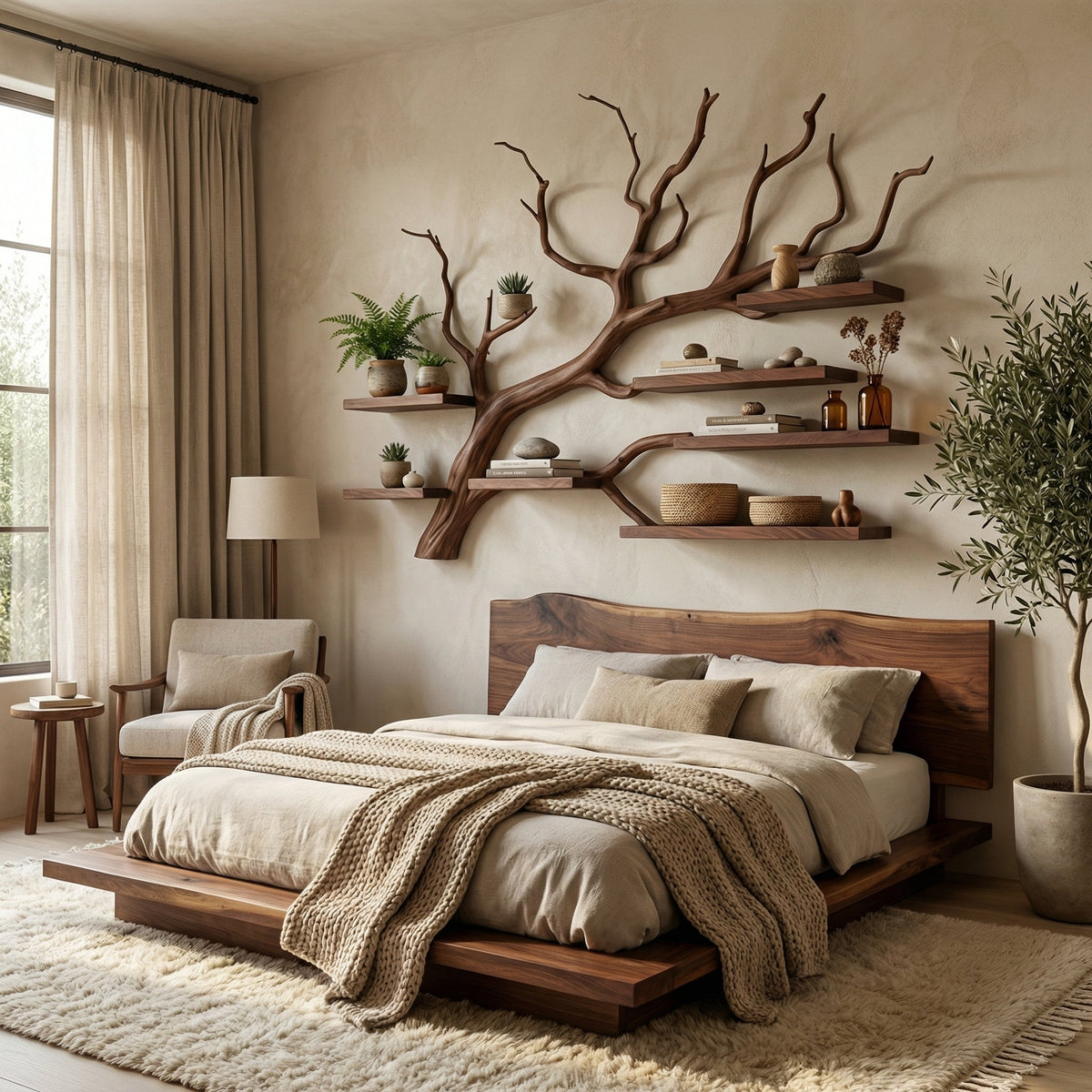 Rustic Tree Wall Shelf