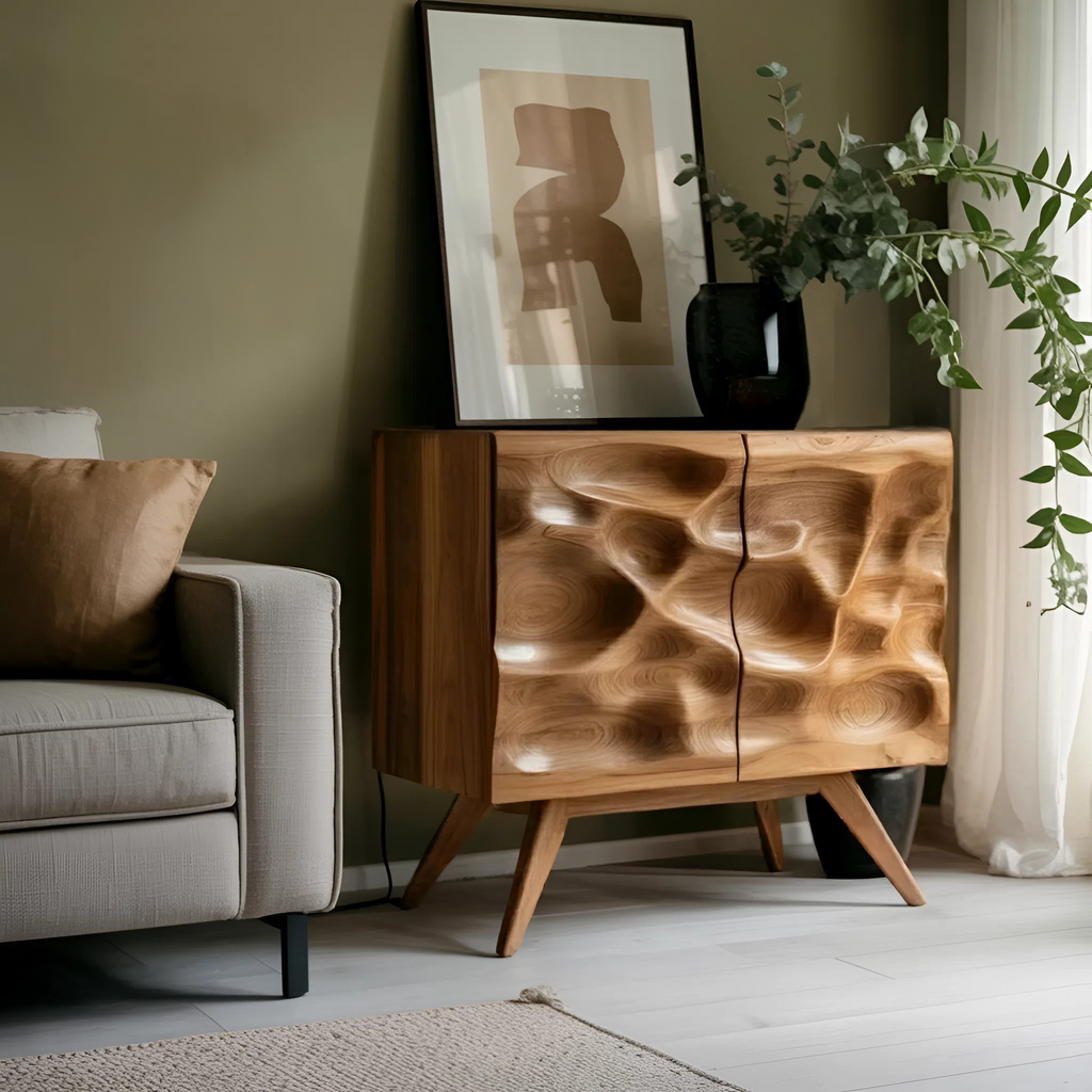 Contemporary Sculptural Storage Dresser For Living Room
